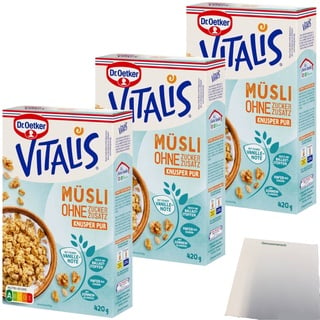 Dr. Oetker Vitalis Knusper-Müsli ohne Zuckerzusatz 3x420g Packung usy Block