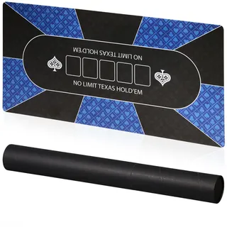 Relaxdays Pokermatte 120 x 60 cm, Weiß,Blau,Schwarz