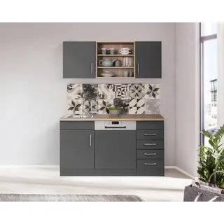 kochstation Pantryküche »KS-Mali«, Breite 150 cm, mit E-Geräten, grau