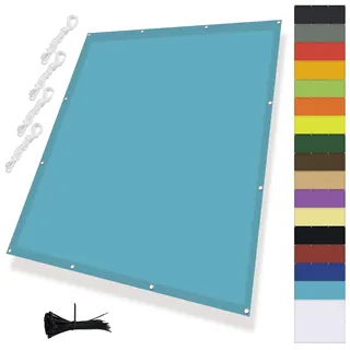 MENGH Sonnenschirm Segel,Sonnenschutz Garten mit Seil,Sonnensegel Wasserdicht Rechteck,Wasserabweisend Imprägniert 95% Uv-Blockfür Gartenanlagen, Camping und Freizeit Seeblau 2x4m