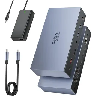 Displaylink Dock USB C Docking Station 3 HDMI 2 DP Universal Dockingstation 120W Netzteil kompatibel mit MacBook M1/M2,USB3.1 10G Adapter Triple Monitor Dual DisplayPort RJ45 für HP Dell, usw