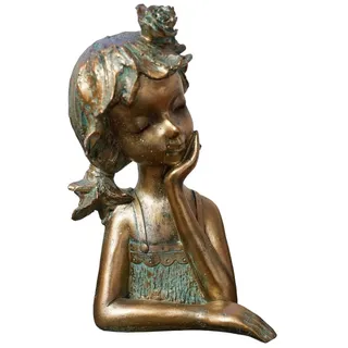 Formano Büste Mädchen bronzefarben 30cm elegant Dekofigur Polyresin Patina-Effekt– stilvolle Skulptur im Antik-Look für Wohnzimmer, Regal & Sideboard – detailreich & zeitlos schön