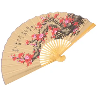 LIFKICH Großer Klassisch Chinesischer aus Papier und Holz Wand Wandfächer Deko Fächer als Wanddeko für Wohnzimmer und Hochzeit