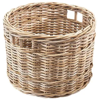 Kobolo Rattankorb Aufbewahrungskorb rund groß 40 x 40 x 30 cm grau