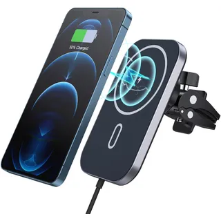 Magsafe Ladegerät,MagSafe Autohalterung, Kabelloses Handyhalterung Auto Magnet, 15W Fast Wireless Car Charger Handyhalterung KFZ Ladestation, Schnellladegerät für iPhone 16/15/14/13/12 Pro Max