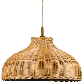 Helios Leuchten 212053 Hängelampe Rattan Lampe Leuchte, Korblampe Boho, Pendellampe Landhaus, Deckenlampe skandinavisch für Esstisch Wohnraum Küche
