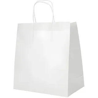 Papstar Tragetaschen, Papier 27 x 32 x 17 cm weiß mit gedrehtem Tragegriff weiss