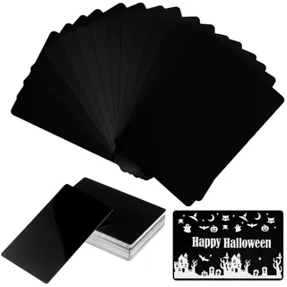 FONLAND 50 Stück Metall Visitenkarten, 10 Farben 0,4 mm Metall Karten für Blank Aluminiumlegierung Lasermarkierung Graviertes Visitenkarte für Business Office DIY Geschenkkarten