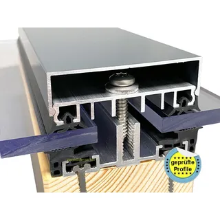 Verlegeprofile Mittelprofil für flache Glasdächer 80 für VSG Glas - Solarglas