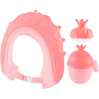 Relaxdays Haarwaschbecher Set, mit Duschhaube & Bürste, Shampooschutz tränenfrei, Ausspülhilfe,