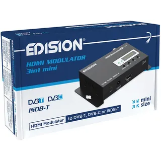 Edision HDMI Modulator 3in1 mini, HDMI Modulator auf Kabel DVB-C, Terrestrisch DVB-T oder ISDB-T, Full HD Verteilung über Koaxial, Mini-Größe, L...