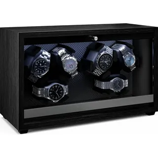 Klarstein Brienz 6 Uhrenbeweger – Leiser Uhrenbeweger Für 6 Uhren, In Holzoptik Mit 4 Rotationsmodi & LED-Beleuchtung, Memory-Schaumstoffkissen,... USB-Betrieb