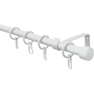 GARDINIA Gardinenstangen Set Cap 1-läufig Ø 16 mm 240 cm weiß