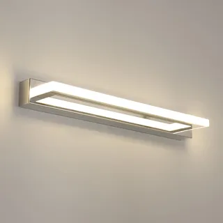 Toolight LED Spiegellampe Bad 42cm, LED Wandleuchte Bad Modern 9W 800LM Acryl Wasserdicht IP44, Natürliches Licht 4500K, Edelstahl Spiegelleuchte Wand Lampe Badezimmer, Chrom