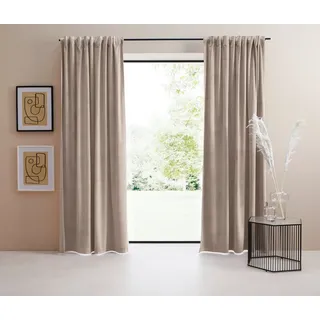 LeGer Home by Lena Gercke Vorhang Samt Ladina (1 St), Multifunktionsband, blickdicht, Polyester, blickdicht, gewebt, verschiedene Größen, Bestseller beige 140 cm x 145 cm