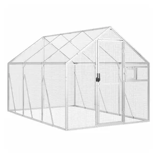 vidaXL Vogelkäfig Voliere Silbern 179 x 300 x 185 cm