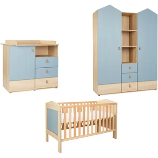 Arthur Berndt »Babyzimmer-Set »Roofy« 3-teilig mit 2-türigem Kleiderschrank« Set, Babymöbel-Set »Roofy« Kleiderschrank,Kinderbett+Wickelkommode, 3 Stk. tlg.