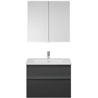 burgbad Eqio Badmöbel-Set 82 cm mit Keramik-Waschtisch Slim und Unterschrank mit Griffleiste G0251, mit Spiegelschrank, Badmöbel, SHCP082F6584C0001G0251,
