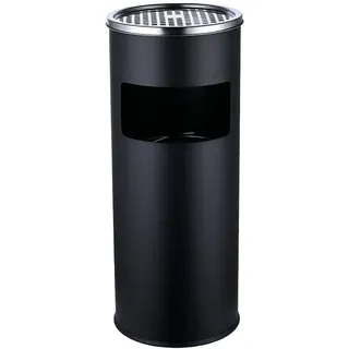 Relaxdays Standaschenbecher mit Inneneimer, 17 l Rauchersäule Hxd: 60,5x24 cm, Eisen, schwarz/silber