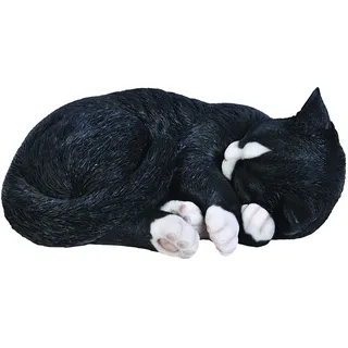 Vivid Arts Dekofigur Schlafende Katze, lebensecht, Gr. B, Schwarz/Weiß