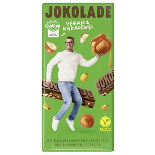 JOKOLADE 1 x 140 g Tafel | Mit karamellisierten Haselnüssen und knusprigen Cerealien | Vegan & Kakaofrei