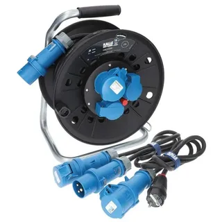 KALLE DAS KABEL - Kalle Campingkabeltrommel cee 230V 16A 2,5mm2 25 m Set Anschlussltg. 1,5 m + Adapterltg. 1,5 m - Schwarz