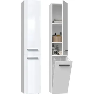 Topeshop Badezimmerschrank Regal Säulenkorb NEL IV Weiß