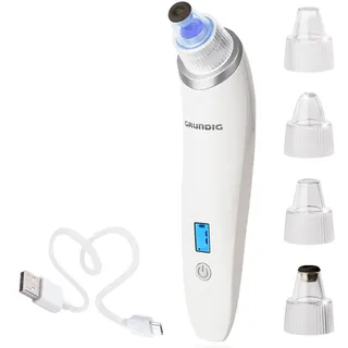Grundig Porenreiniger Mitesserentferner - Mitesser dauerhaft und schnell entfernen - Akku Porensauger mit 5 Wirkstufen, Hygienefilter 4 Profi S...