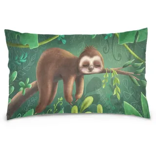 Linomo Kissenbezug 40x60 cm, Tropical Jungle Animal Cute Sloth Dekorative Kissenbezug Kissenhülle für Couch Sofa Bett Hause