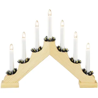 Konstsmide Holzleuchter 2262-100, 7 Birnen, 230V, Innen, weißes Kabel