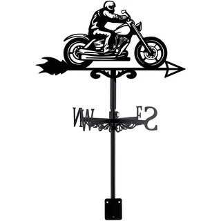 SUPERDANT Wetterhahn Motorrad Mann Wetterhahn fürs Dach Retro Motorrad Wetterfahne Für Dachmontage Motorrad Metall Weather Vane Für Garten Wetterfahnen Für Bauernhof Hof Im Freien Dekor