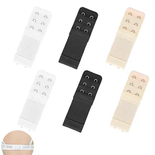 SSHUIKKAI 6 Stücke BH Verlängerung 2 Haken, BH - Verlängerung, BH Erweiterung 2 Haken, BH-Verlängerer, Set Geeignet Gewichtszunahme-Schwangerschaft-Stillzeit(Schwarz, Weiß, Hautfarbe) - 9.7*3.2*0.2cm