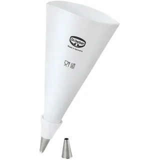 Dr. Oetker Spritzbeutel-Set inkl. 2 Tüllen und Universaladapter, Profi, Weiß, Textil, 8x5x23 cm, Backen, Backhelfer, Spritzbeutel