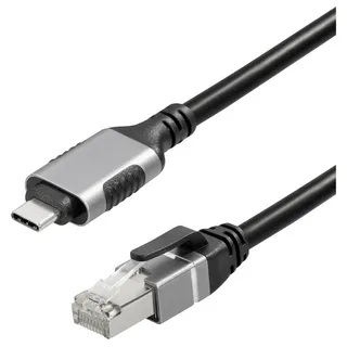 Maxtrack USB-C® / RJ45 Netzwerk Adapterkabel CAT 6 [1x USB-C® Stecker - 1x RJ45-Stecker] 2.00m Schwarz