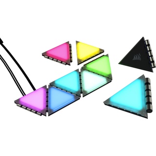 Corsair iCUE LC100 Case Accent Lighting Panels Mini Triangle Starter Kit, RGB-Beleuchtungsset, 9er-Pack, schwarz (CL-9011114-WW)