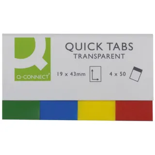 Q-Connect Haftmarker Transparent - 25 x 45 mm, 4 x 40 Streifen