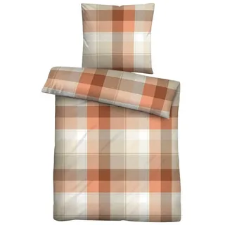 biberna Biber-Bettwäsche BELAMIS, Orange - 135 x 200 cm - Baumwolle - Polyester - mit Reißverschluss