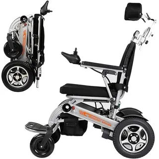Ultraleichter Faltbarer Elektrischer Rollstuhl, Elektro-Rollstuhl mit Kopfstütze, für ältere und behinderte Menschen, Li-Ion Battery 24V 20Ah