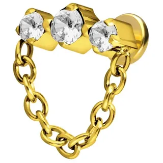 Titan Labret mit Innengewinde 3 EINGEFASSTE KRISTALLE + KETTE