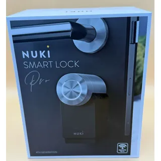 NUKI Smart Lock Pro (4. Gen smartes Türschloss mit WLAN und Matter für Fernzugriff, elektronisches Türschloss macht das Smartphone zum Schlüssel, mit Akku Power Pack, schwarz