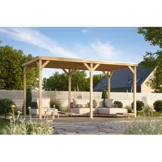Karibu Holzpavillon KARIBU "Pergola Quadratus", naturbelassen, B/H/T: 231cm x 243cm x 453cm, Pavillons, verschiedene Größen