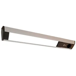 Kalb Material Für Möbel LED Unterbauleuchte mit Schalter und Steckdose, 230VAC Anschluss, 3000 Kelvin, USB-Port Typ A u. C, Aluminium + ABS, IP20 silbergrau