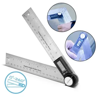STAHLWERK Digitaler Winkelmesser DWM-200 ST mit 180 mm Messbereich 360°