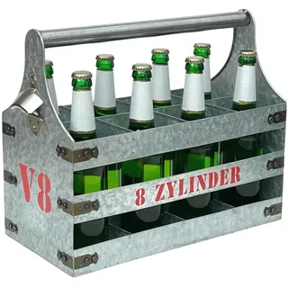 DanDiBo Ambiente Bierträger Metall mit Öffner Flaschenträger 8 Zylinder V8 96404 Flaschenöffner Flaschenkorb Männerhandtasche Männergeschenke