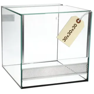 GarPet Terrarium 30x30x30 cm Schnecken Spinnen Amphibien Glas Terrarium Mit Belüftung Pflanzen Reptilienbecken Mit Falltür Glasterrarium 30 Klein