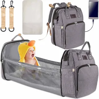 all Kids United Baby Wickelrucksack mit Kinderbett - Grau,