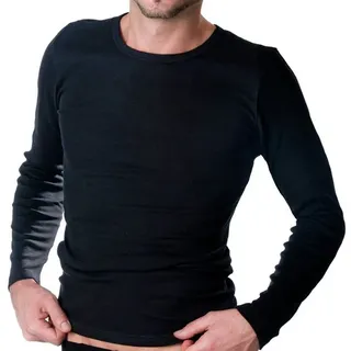 HERMKO Unterziehshirt 3640 Herren langarm Unterhemd aus 100% Bio-Baumwolle, longsleeve Shirt schwarz D 6 = EU L