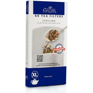 finum Teesieb 60 TEEFILTER Papierteefilter Teefilter Tee Papier-Filter 60 Filter XL, Aromatreu® Papier (Chlorfrei gebleicht), (60-St), Einweg Filter Teekannenfilter mit Einfülllasche, biologisch abbaubar beige