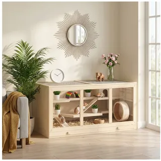 PawHut Kleintierkäfig 115 x 57 x 55 cm beige