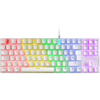 Mars Gaming MK80 Weiß, Mechanische Gaming Tastatur TKL FRGB, Antighosting, Switch Mechanischer Blau, Spanisch Sprache